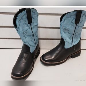 Be A Cowgirl!  NWTs Roper Black and Light Blue Ladies Boots Size 7